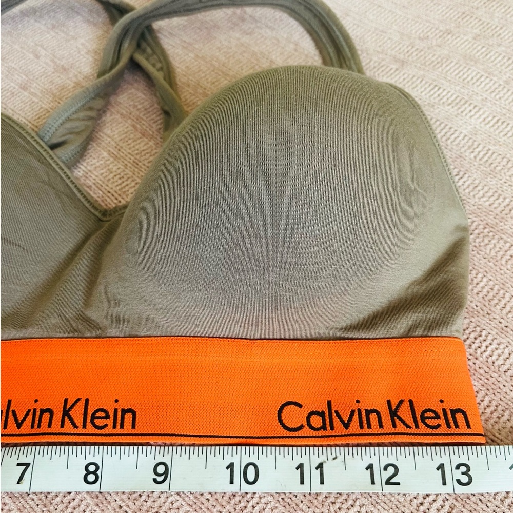 Calvin Klein Orange and Tan Sport Bra Sz L - Picture 6 of 6